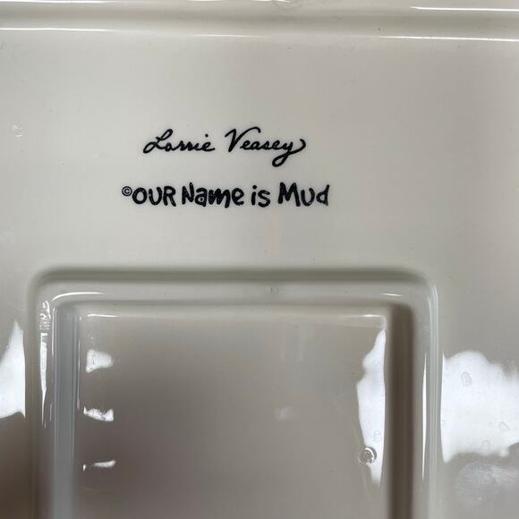 Lorrie Veasey our name is mud Christmas Santa serving platter party 12x12 square - Picture 3 of 5